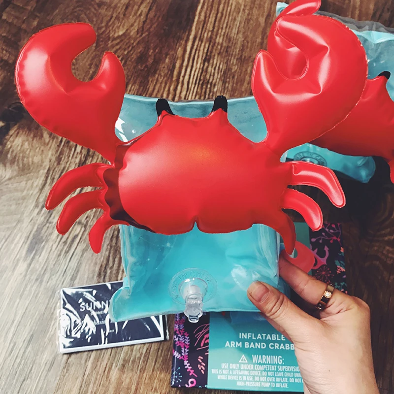 Cute Kids Children Baby Crab Safty Arm Band Inflatable Swimming Ring Toys