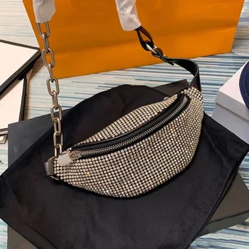 

AW King Diamond Waist Bag Full Diamond Bag Chain Diagonal One Shoulder Diamond Chest Bag