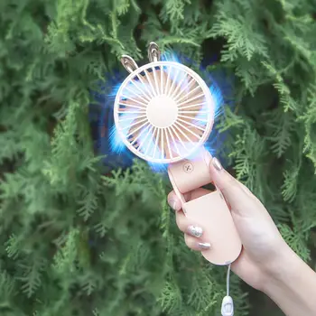 

270 Degree Adjustable Cute Rabbit Bear Mini USB Foldable Handheld Fan Easy to Carry Small Fan with Hanging Rope Summer Cooling S