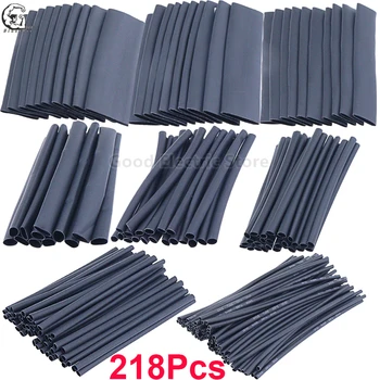 

218PCS/Bag Black Ratio 2:1 Polyolefin 8 Sizes Shinkable Wrap Sleeves Kit Tubing Cable Sleeving Assorted Heat Shrink Tube