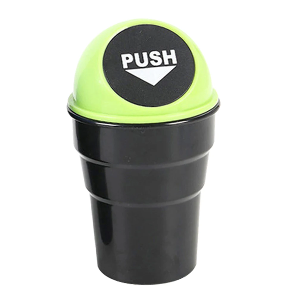 Car Trash Garbage Holder Automobiles Storage Stylish Cup Shape Push Lid Car Vehicle Desktop Plastic Trash Can Garbage Bin Box
