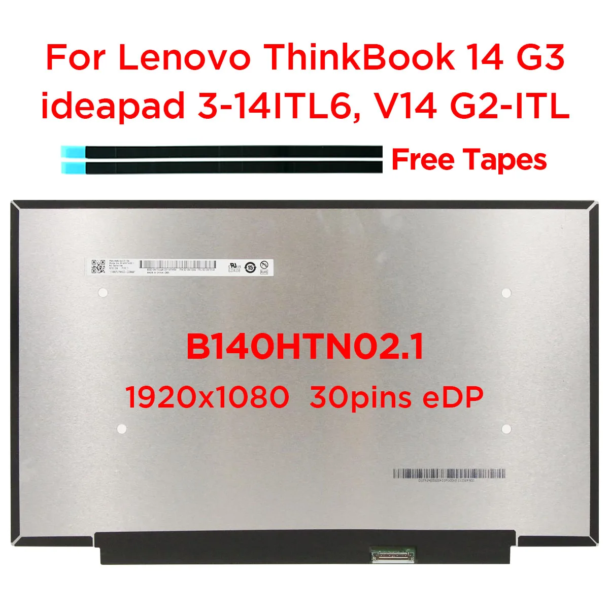 Laptop Tela Lcd B140htn02.1 Fit Nt140fhm-n45 N140hga-ea1 para Lenovo Thinkbook 14 g3 Ideapad 314 V14 g2 1920×1080 30pin 14.0