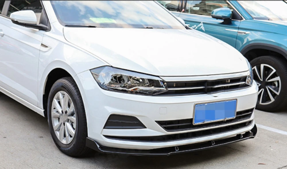 Для Volkswagen VW Polo Plus хэтчбек передний спойлер разветвители ABS Глянцевая черная головка бампера Защита подбородка автомобиля Стайлинг