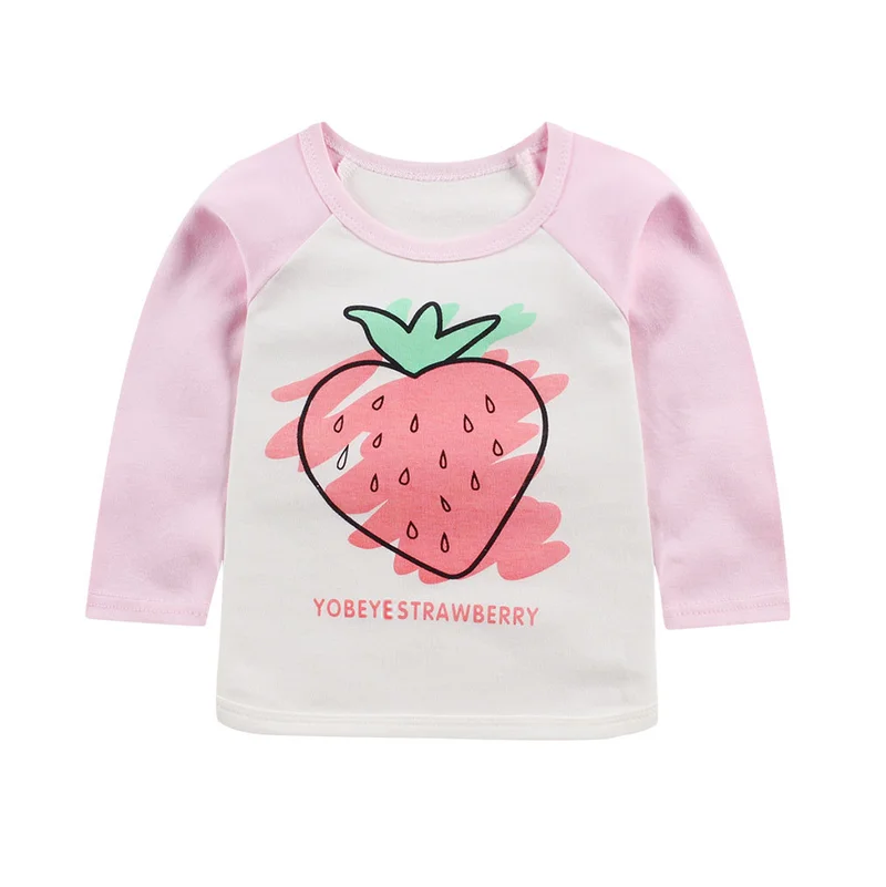 Осенне-зимние хлопковые топы для маленьких девочек и мальчиков; футболка с длинными рукавами и рисунком; повседневные футболки с круглым вырезом для малышей; Одежда для новорожденных