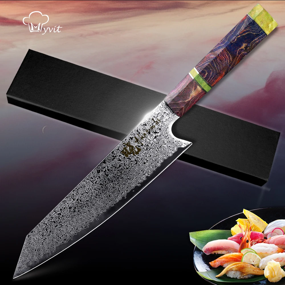 Дамасский кухонный нож шеф-повара 8 дюймов японский Kiritsuke 67 слоев VG10 ножи из