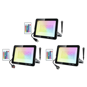 

50W RGB LED Solar Wall Light Outdoor Street Lamp Remote Control Floodlight Powered Sunlight Solar Lamp for Garden Decoration