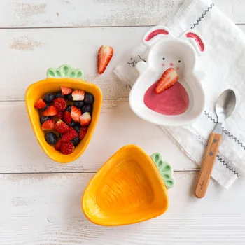 

Cute Bunny Rabbit Carrot Ceramic plate,Dishes for Dessert Food Server Tray, Tableware Crafts gift for Kitchenware lovers