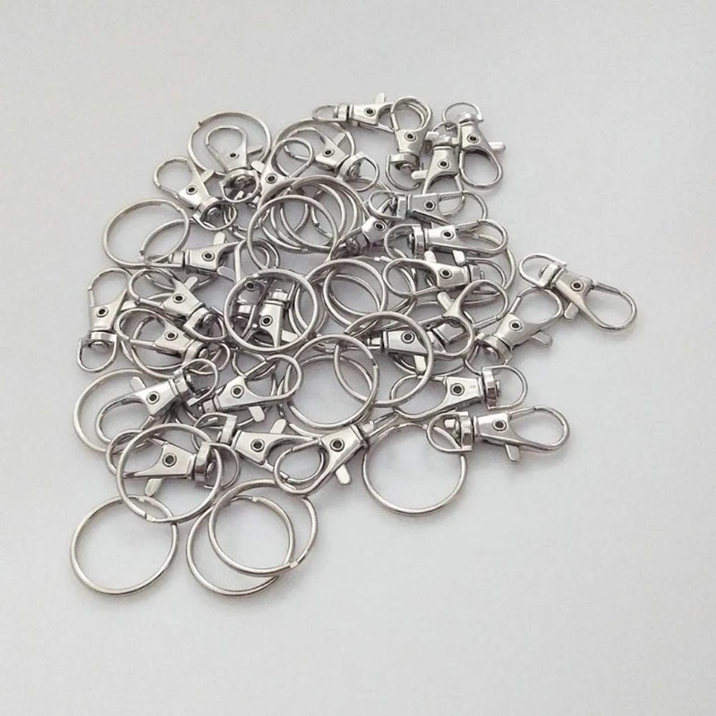 60Pcs/Set Rotating Swivel Lanyard Snap Hook with Key Rings Metal Lobster  Clasp Clips for DIY Keychain Handmade Accessories