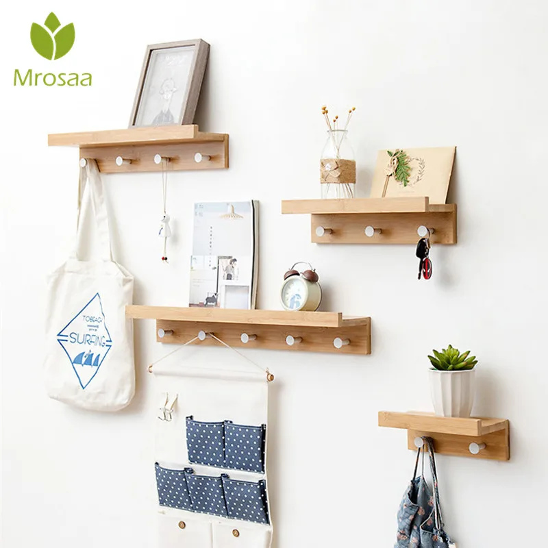 Skup Uchwyt ścienny drewniany dekoracyjny wieszak na ścianę przechowywanie rozmaitości uchwyt Prateleira wieszak organizator wieszak na klucze ściana z drewna taca z hakami