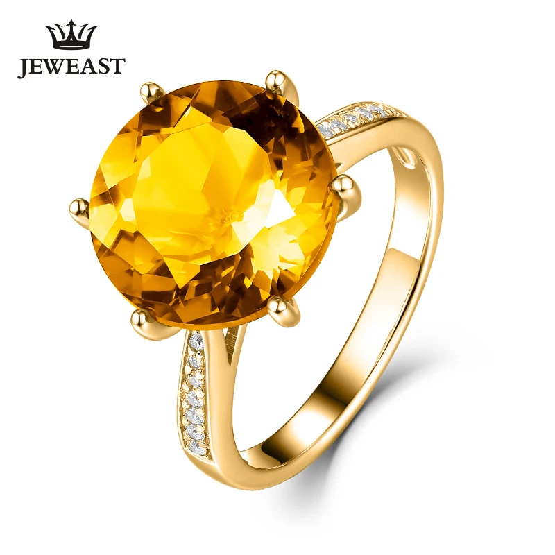 

MAQ Natural Citrine 18K Pure Gold 2023 New Hot Selling Top Ring Women Heart Shape Ring For Ladies Woman Genuine Jewelry