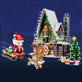 

2020 City Creator Winter Village Holiday Christmas Eve Santa Claus Gingerbread House Building Blocks Educational Toys