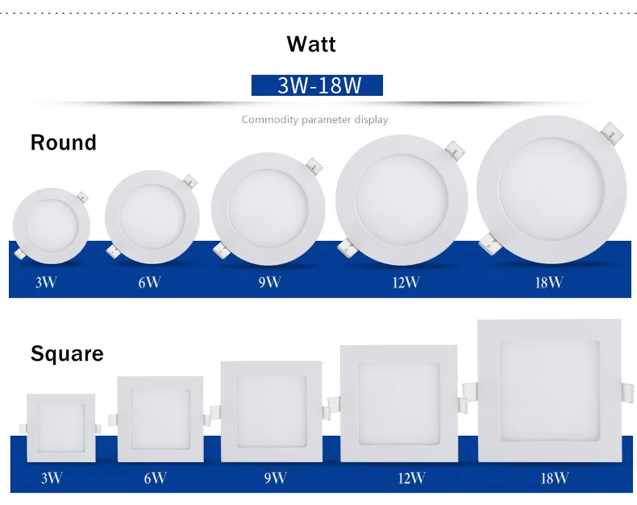 [DBF] Круглый/Квадратный светодиодный панельный светильник Встраиваемая кухонная потолочная лампа для ванной 85-265 в Встраиваемый светодиодный светильник теплый/холодный/натуральный белый
