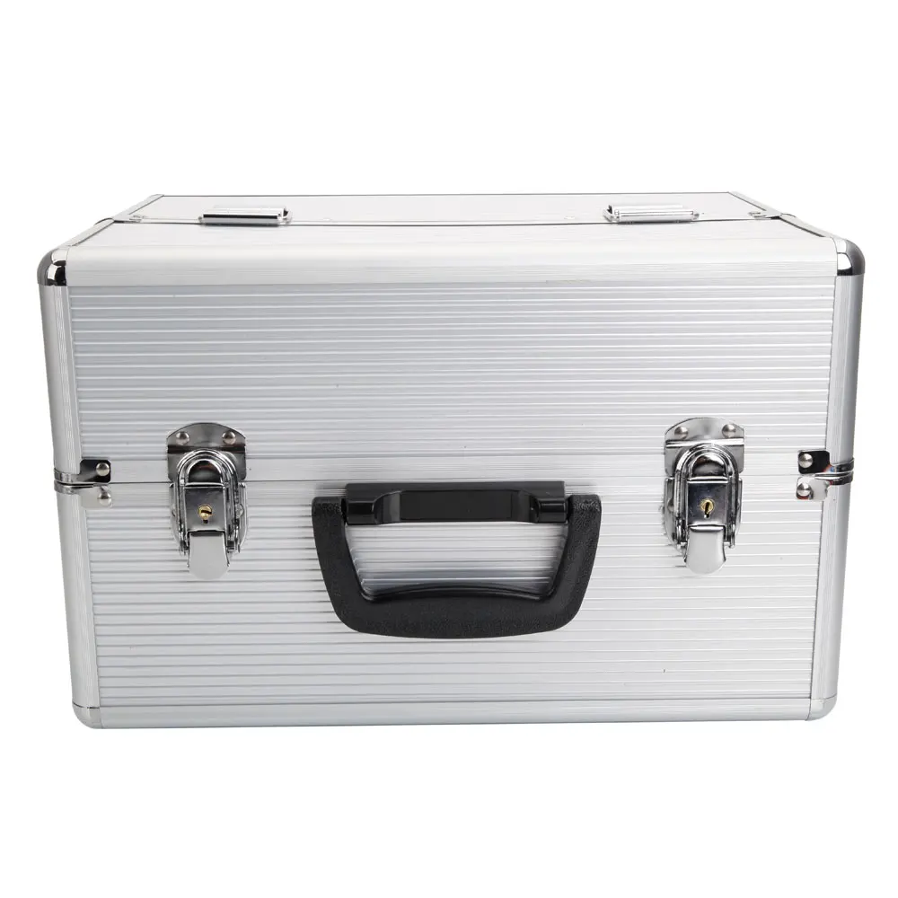 

Portable Aluminum Makeup Storage Box with Keys White