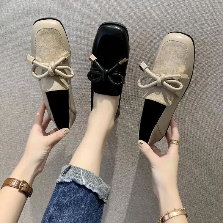 

Women Shoes Autumn Female Footwear Loafers With Fur British Style Slip-on Square Toe All-Match Oxfords Women's Casual Sneaker