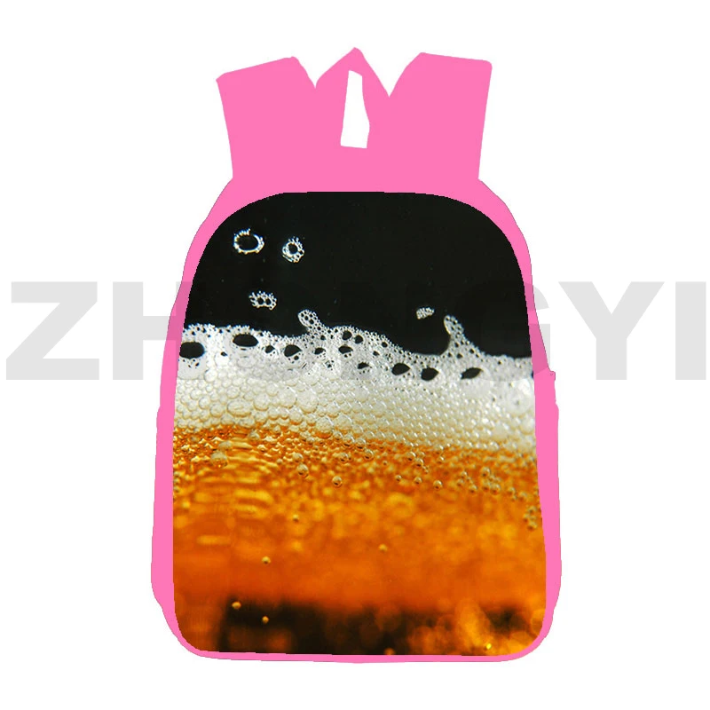 

12/16 Inch 3D Print Beer with Foam Backpack for School Teenagers Girls Pink Kids School Bags Canvas Fashion Men Unisex Mochila
