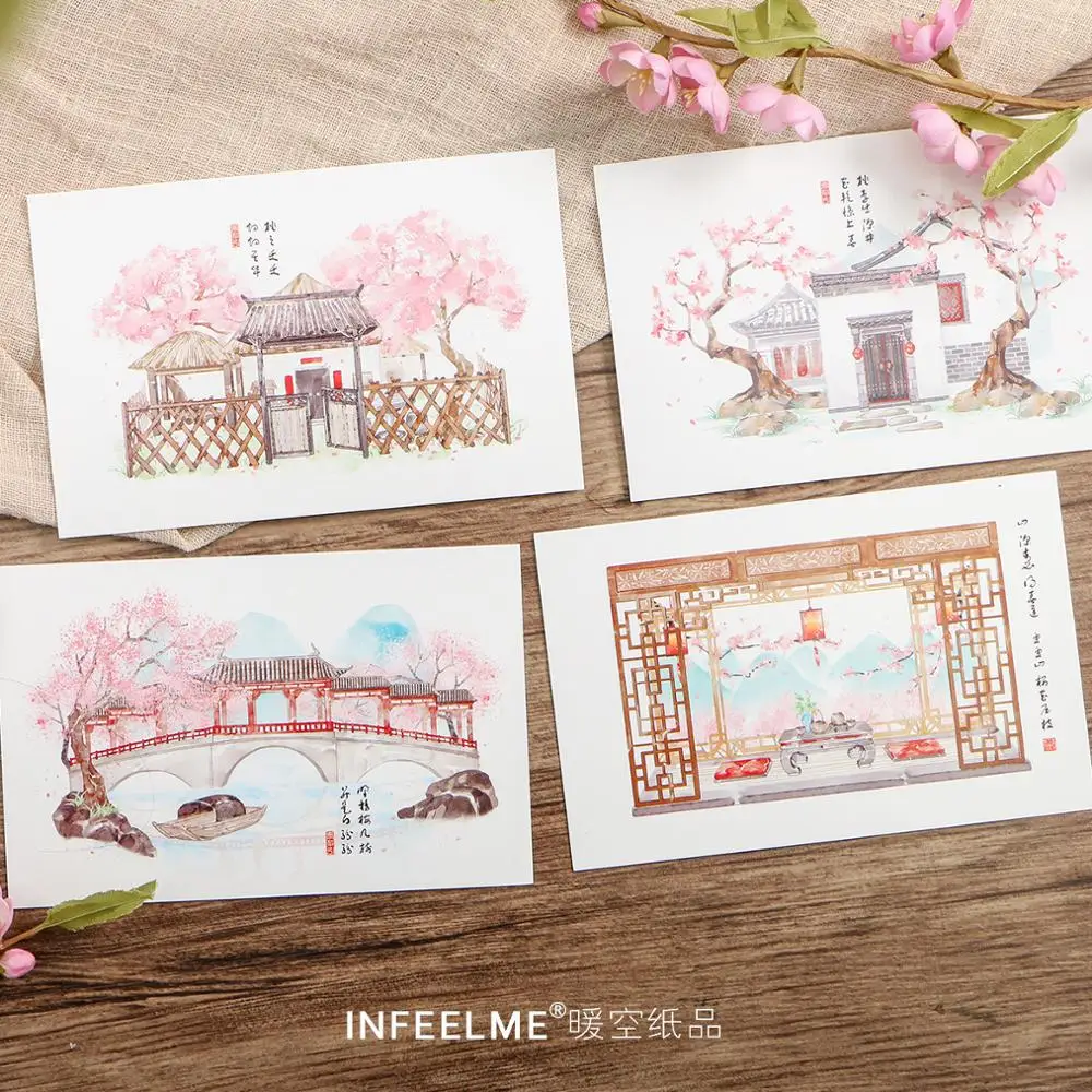 30 Sheets/Set Ancient Courtyard Life Series Postcard DIY Greeting Card Birthday Gift Card Message