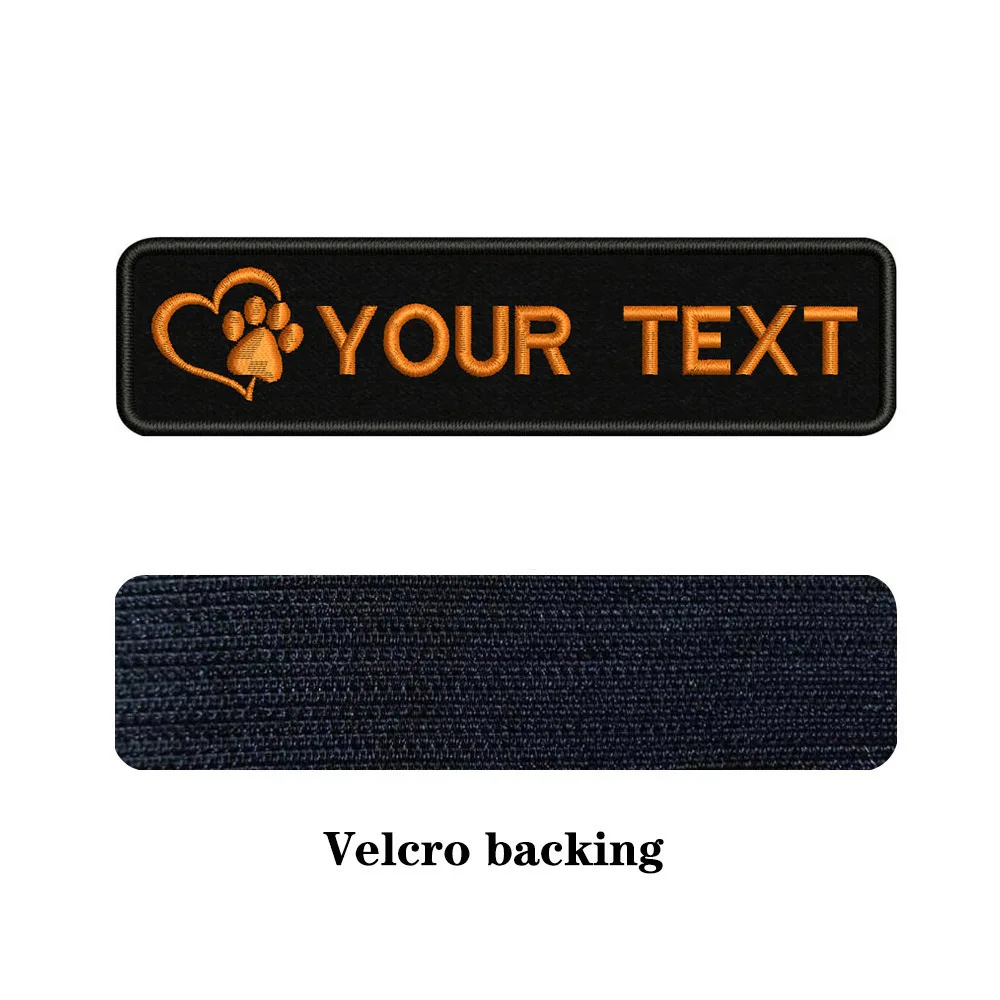 orange-Velcro Вышивка на заказ собака отпечаток имя заплатка с текстом 10 см* 2,5 см значок Утюг на или липучке Подложка для одежды брюки рюкзак шляпа - Цвет: orange-Velcro