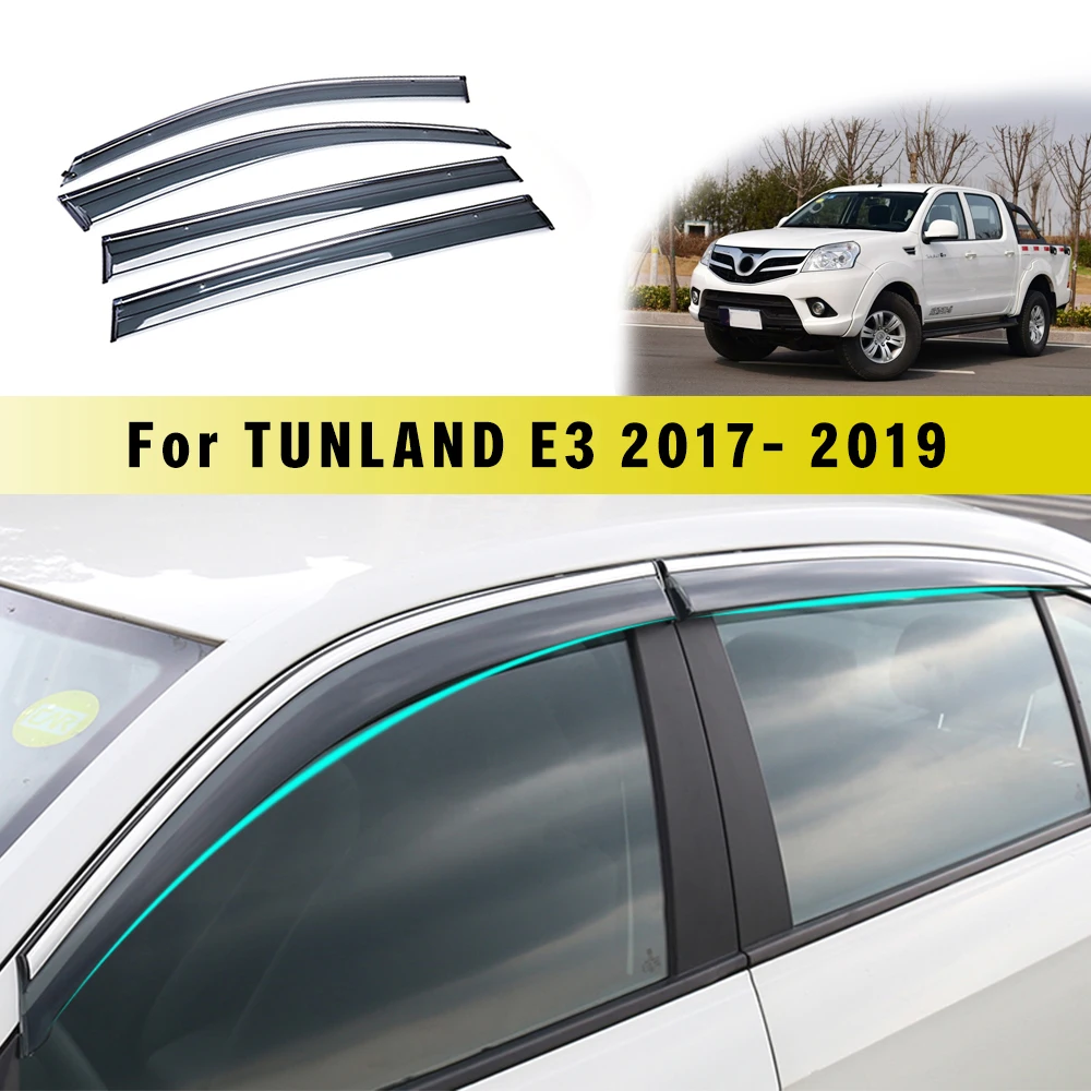 

Car Sunny Visor For Foton TUNLAND E3 2017 2018 For JAC T6 Smoke Car Window Visor Sun Rain Guard Wind Deflectors 4PC Accessories