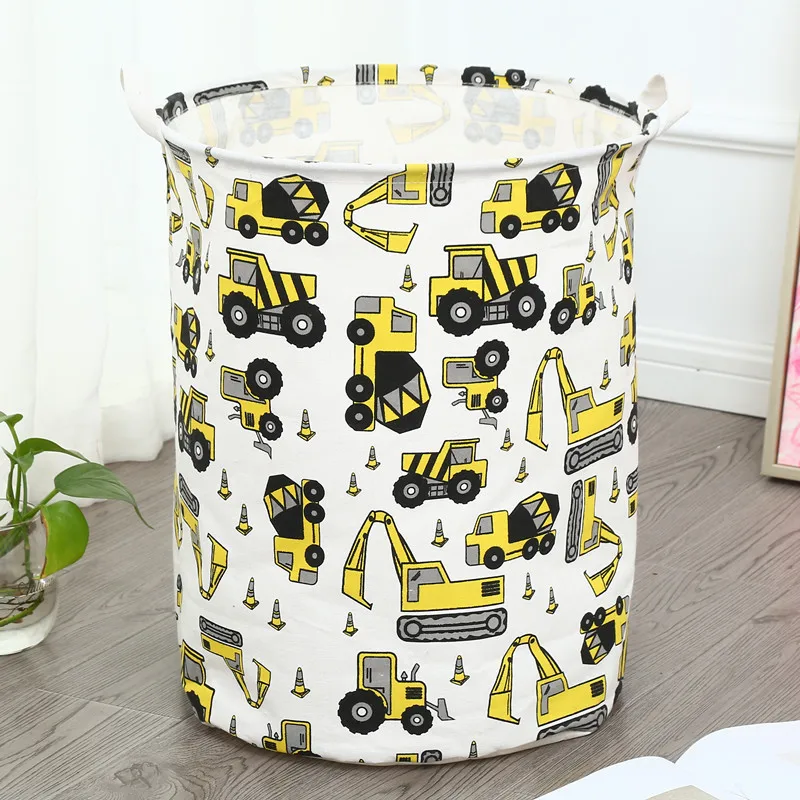 High Quality Stylish Cartoon Print Collapsible Storage Bin Laundry Basket with Handles for Clothes Blanket Toys Towels