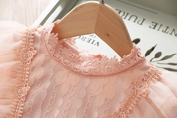 Детское кружевное платье с пышными рукавами и оборками для девочек; новая весенняя одежда для девочек; многослойное фатиновое платье принцессы для детей