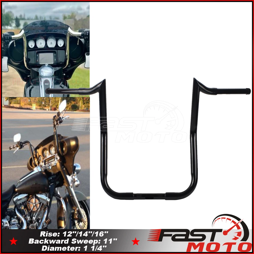 16 "Rise Monkey Bars Manubrio Per Harley Touring Road King Street Glide Flhtc Batwing Carenatura 14" Flht Ape Hanger Manubrio