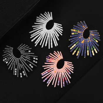 

Jimbora Romantic Elegant Luxury Shiny Firework Pendant Earrings Jewelry For Women Bridal Wedding Party Show Daily Accessoriess