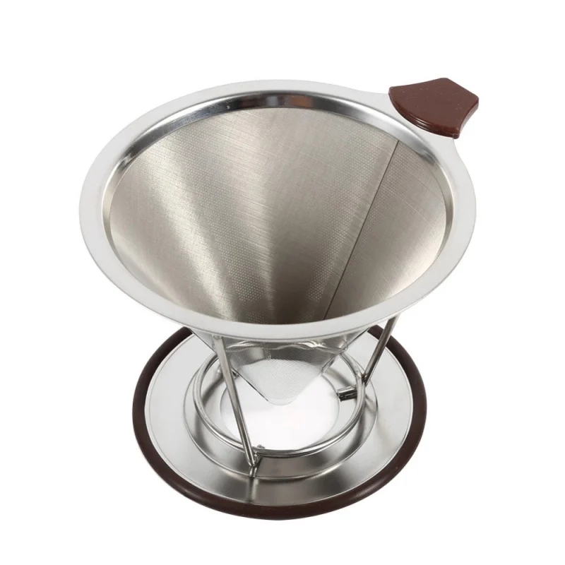 

Stainless Steel Filter Reusable Double Layer Micro Mesh Coffee Filter Funnel Pour Over Coffee Dripper Coffee Stand
