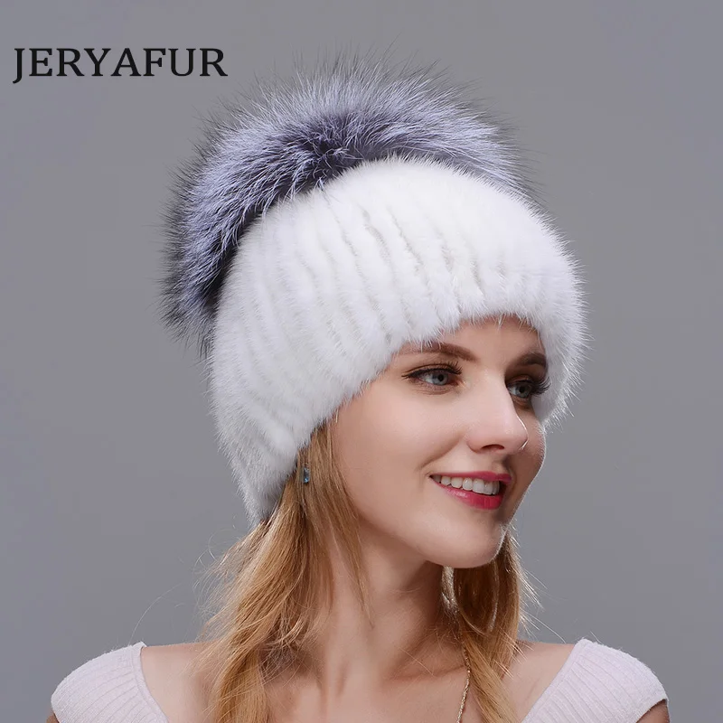 Лыжные шапки frauen Mittleren alters in der winter nerz pelz frauen gestrickte pullover hut modische mode europyaischen und Amerikani