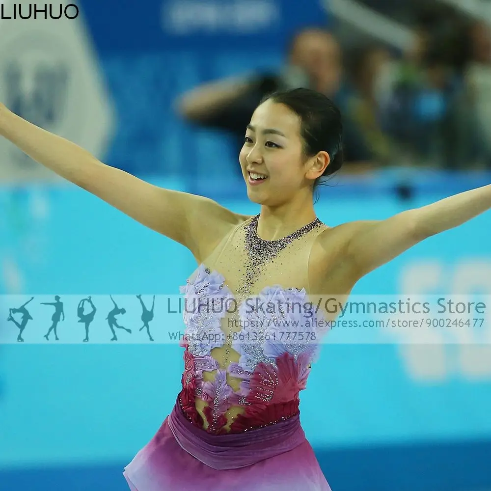 

Figure Skating Dress Girls Purple Lilace Quality Diamonds Leotards Unitards Jewelry Competition Ice Skating Costumes New Design