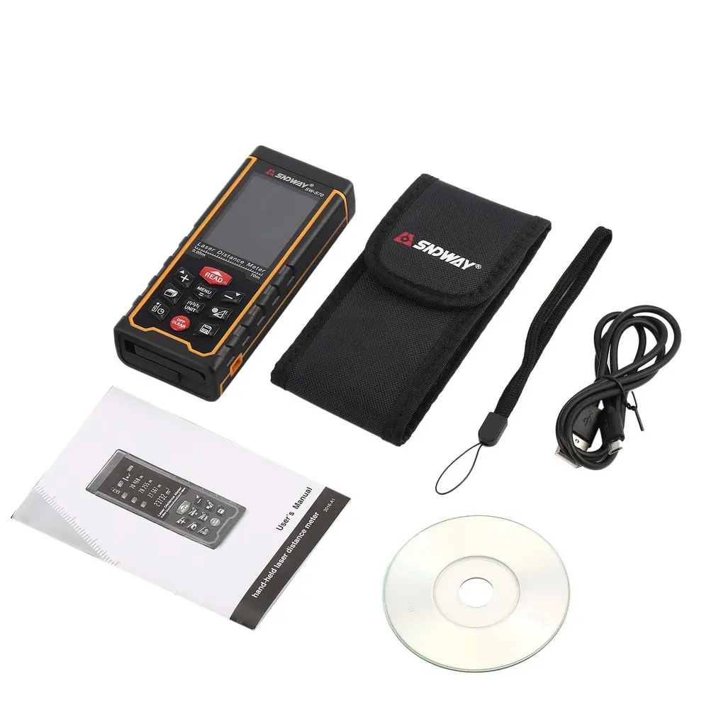 

SNDWAY 50M 70M 100M Handheld Laser Distance Meter Range Finder Trena Laser Tape Measure Distance Tool Rangefinder