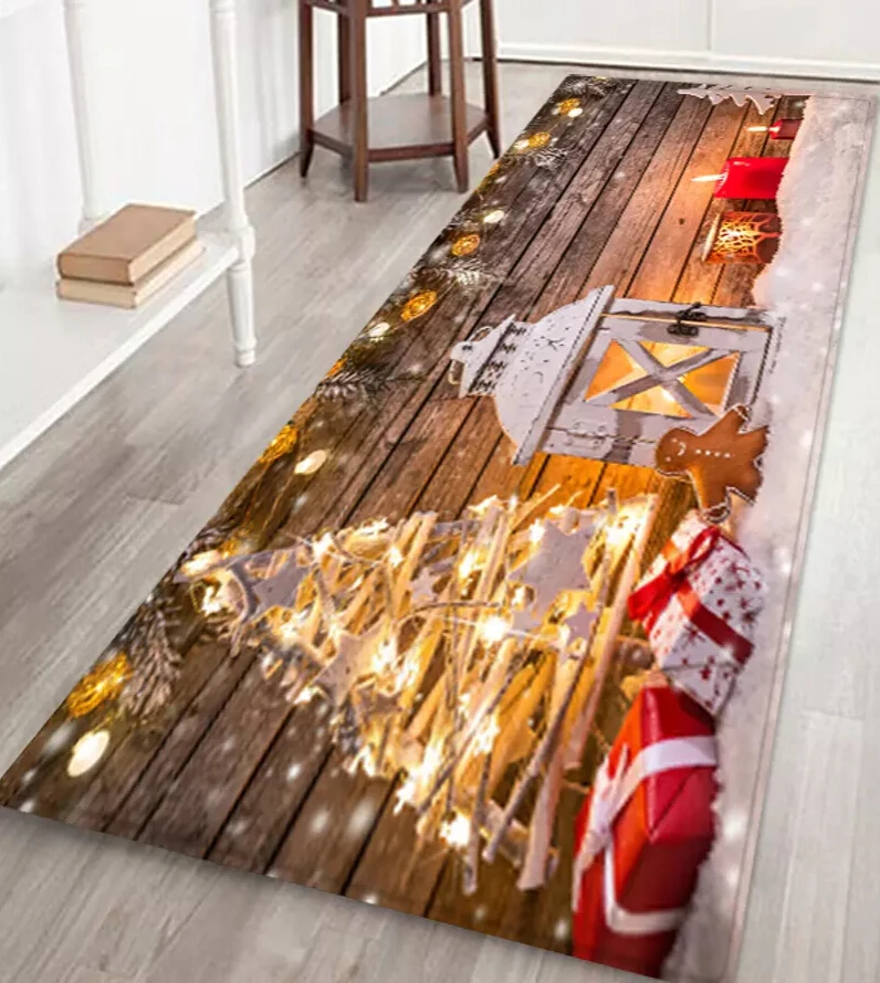 Мягкий Ванная комната спальня коврик с рождественским узором в ванную комнату напольный коврик ковер нескользящий мультфильм Санта Клаус Снежинка Рождественская елка принт