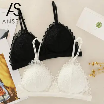 

Sexy Lace Bras Women French Style Bralette Wireless Triangle Cup Adjustable Strap Detachable Padding Seamless Underwear female