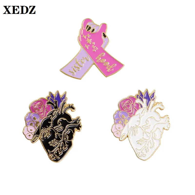 

XEDZ friendship sisters hands flowers heart enamel pin cold blooded animal snake personalized backpack badge friend jewelry gift