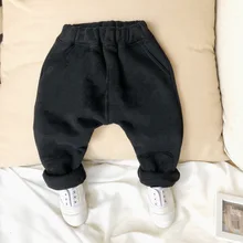 Детские спортивные штаны в Корейском стиле; коллекция года; сезон осень-зима; стиль; для мужчин и женщин; для детей; бархатные теплые спортивные штаны; эластичные