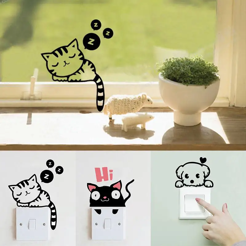 Мультяшные стикеры на настенный выключатель декоративный панды наклейки стену