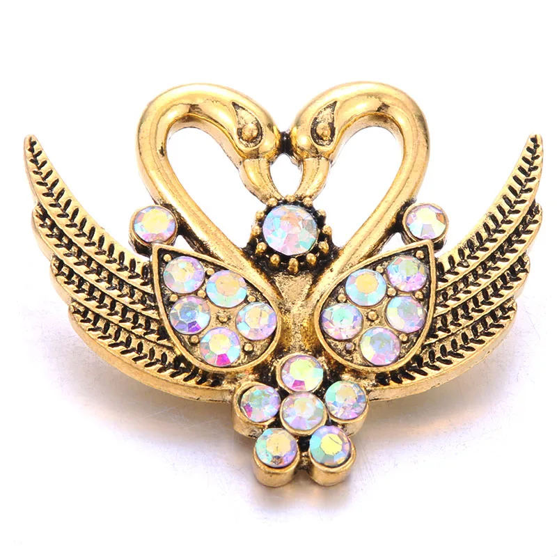 

1PCS High Quality 18mm Snap Button Jewelry Big Swan Snap Buttons Fit Snap Bracelet for Women Snaps Jewelry