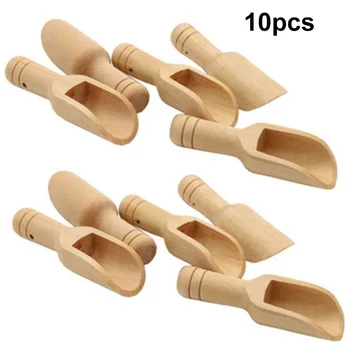 

10x Measuring Sugar Salt Spice Scoop Utensil Mini Tool Beech Wooden Spoon