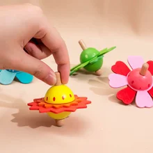 

3Piece Wooden Spinning Top Toy Flower Rotating Kids Toys Boys Girls 2 To 5 Years Jouet Enfant Brinquedos Infantil