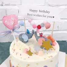 2 цвета милый воздушный шарик Слон Торт Топпер кукла полимерная для торта украшения маленькие поделки десерт стол декор для дня рождения A35