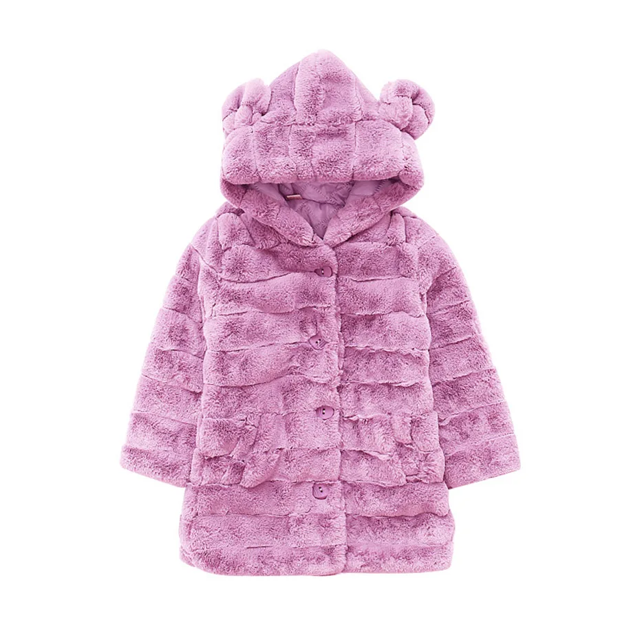Пальто для девочек, Детское пальто с мягким мехом для девочек, куртка с рисунком кролика для детей, зимняя подростковая одежда для девочек 6, 8, 10, 12, 14 лет - Color: As Picture