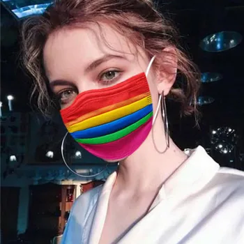 

10/20/30/40/50/60/70/80/90 PC Disposable Rainbow Pattern Face Mask Personal Breathable Facial Mask 3ply Ear Loop Mask mascarilla
