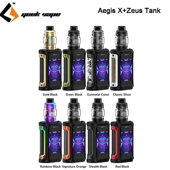 

Original GeekVape Aegis X Zeus Kit 200W Box Mod with 5ml Zeus Sub ohm Tank fit Mesh Z1/Z2 KA1 coil Electronic Cigarette Vape Kit
