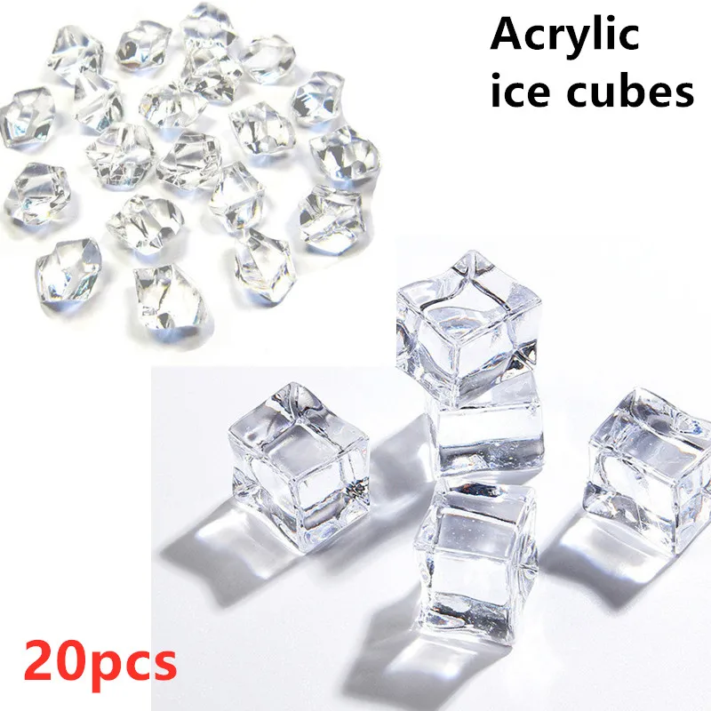 

20pcs Simulation Ice Cube Acrylic Fake 2.5CM Ice Particles Transparent Photography Props Photo Studio Shooting Props