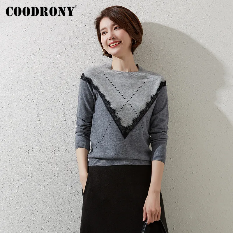COODRONY Brand Autumn Winter Streetwear Slim Pullover Sweaters Women Knitted Soft Merino Wool Casual Warm Female Jumpers W1117