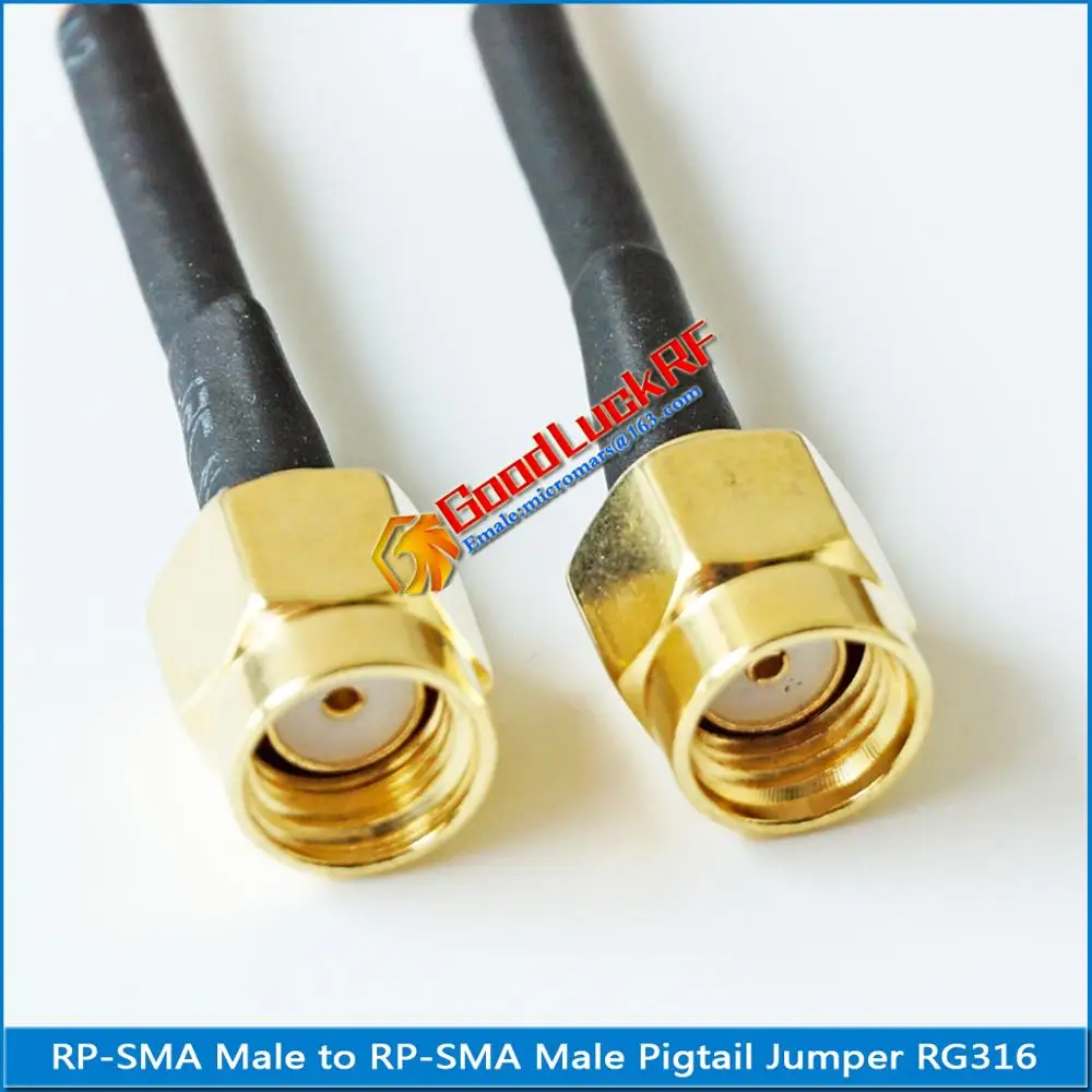 

1X Pcs RP SMA 2 Dual Male Connector RP-SMA RPSMA Male to RP SMA RPSMA Male plug RG316 Pigtail Jumper Cable Low Loss 50 ohm