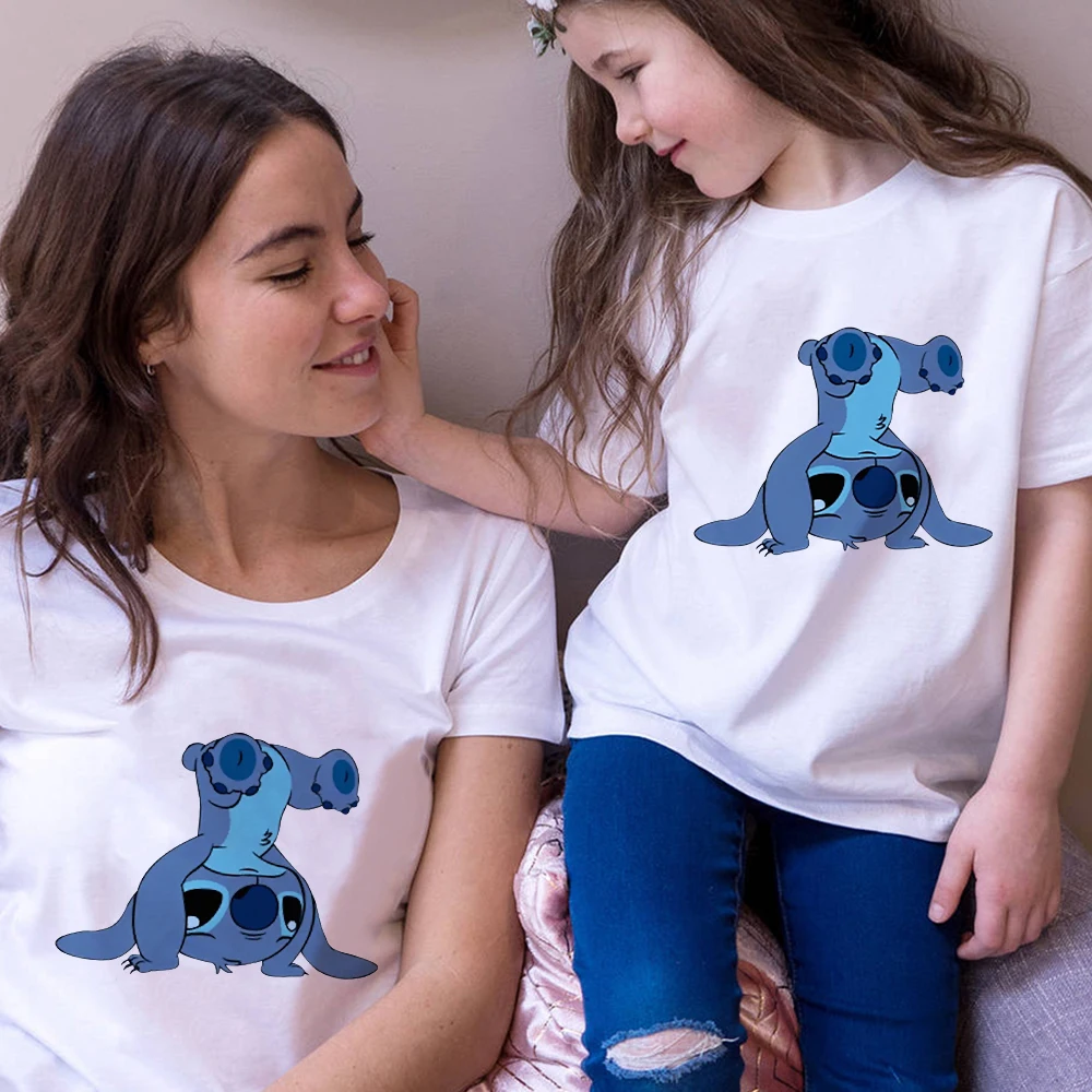 aunt and niece matching outfits Disney Children T-shirt Harajuku Tshirt Women Men Lilo & Stitch Graphic Girl Boy Kids T Shirts Summer Family Clothes Dropship matching family christmas outfits Family Matching Outfits