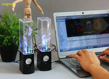 

2PCS LED Dancing Water Fountain Show Music Light Computer Speakers For Laptop PC MP3 Phone Gadget Accessories
