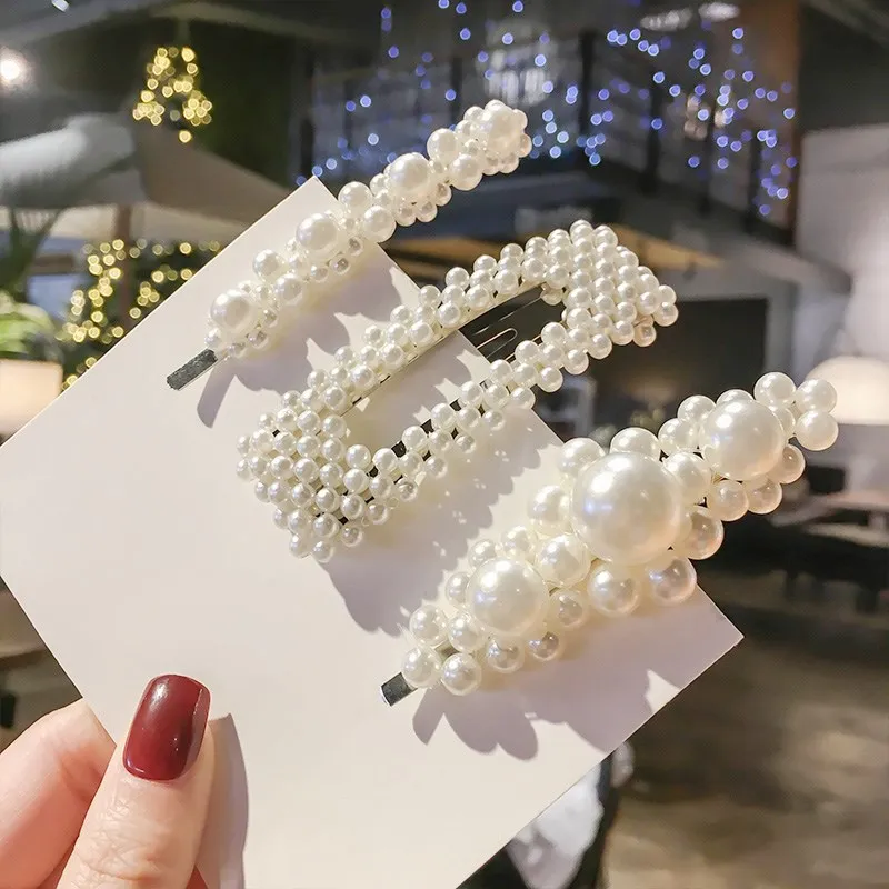 

South Korea INS Pearl Barrettes GIRL'S Clip BB Clip Side Clip Long Clip Bang Online Celebrity Headband Clip Headdress Women's