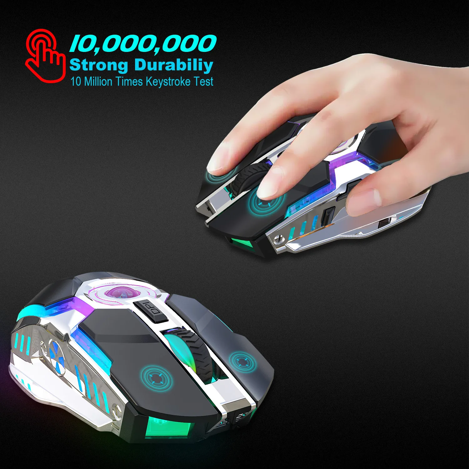 Беспроводная игровая мышь 2 4 ГГц USB 2400DPI перезаряжаемая 6 цветов с подсветкой