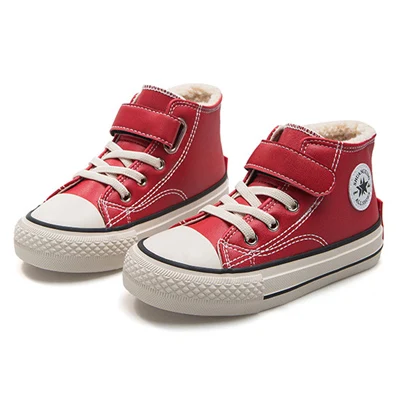 Зимняя одежда для мальчиков и девочек; теплые ботинки, детская обувь кожаные Модные ботинки martin для детей кроссовки для студентов; бархатные теплые детские зимние сапоги - Цвет: Red